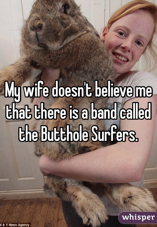 My wife doesn't believe me that there is a band called the Butthole Surfers.