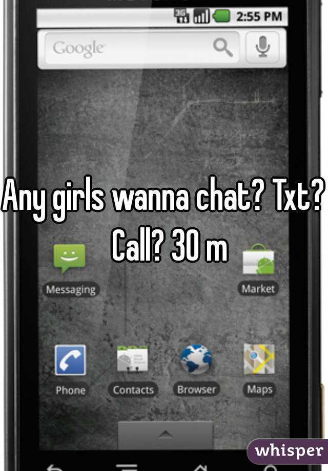 Any girls wanna chat? Txt?  Call? 30 m