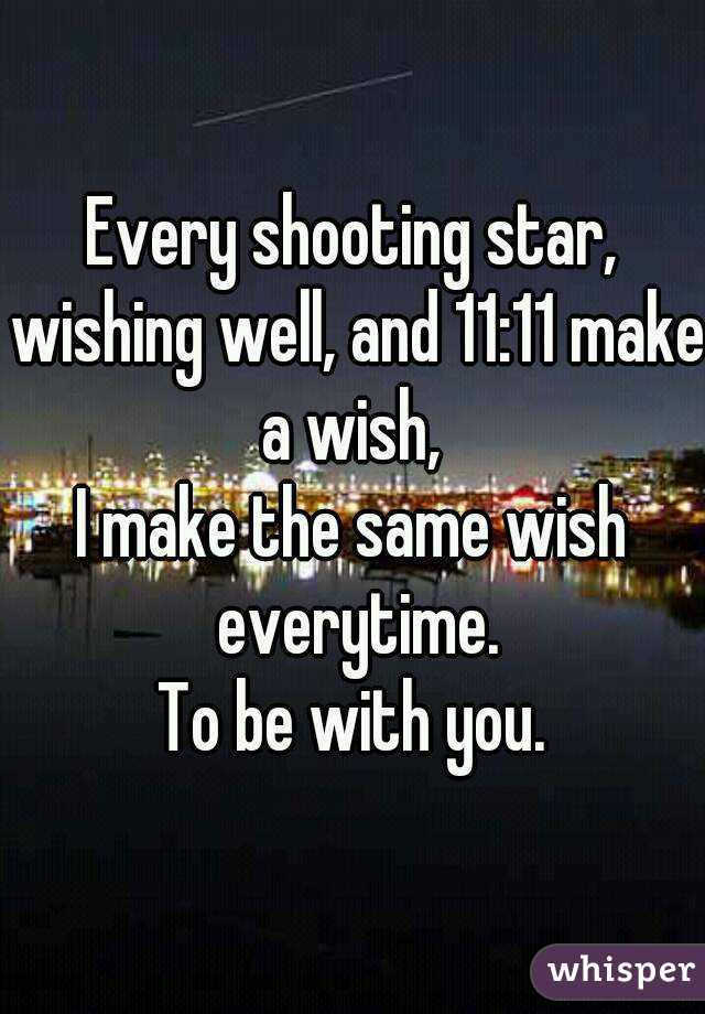 Every shooting star, wishing well, and 11:11 make a wish, 
I make the same wish everytime.
To be with you.