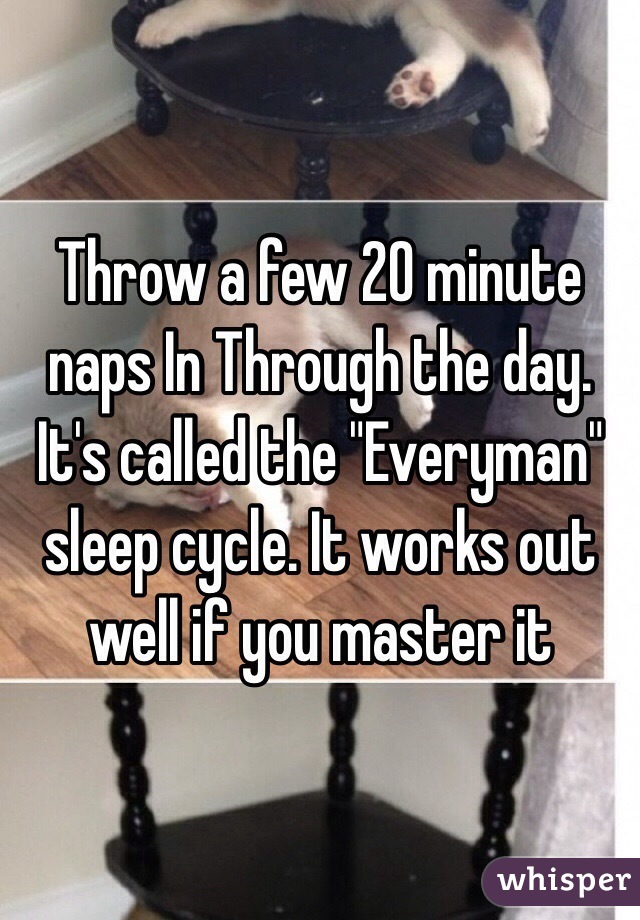 Throw a few 20 minute naps In Through the day. It's called the "Everyman" sleep cycle. It works out well if you master it