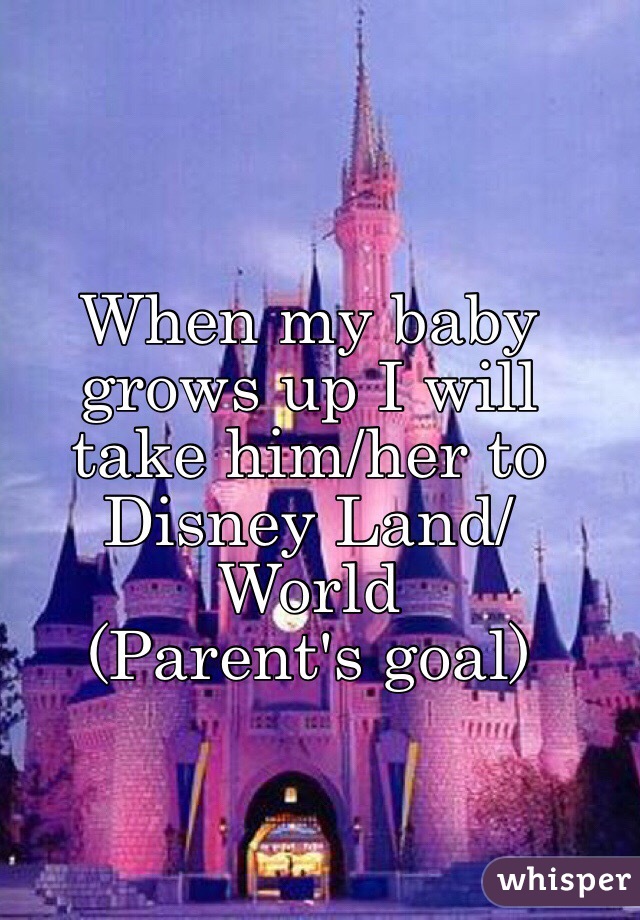 When my baby grows up I will take him/her to Disney Land/ World 
(Parent's goal)