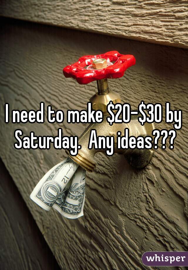 I need to make $20-$30 by Saturday.  Any ideas???