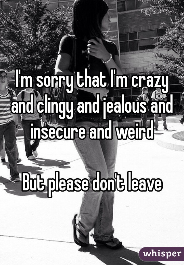 I'm sorry that I'm crazy and clingy and jealous and insecure and weird

But please don't leave 