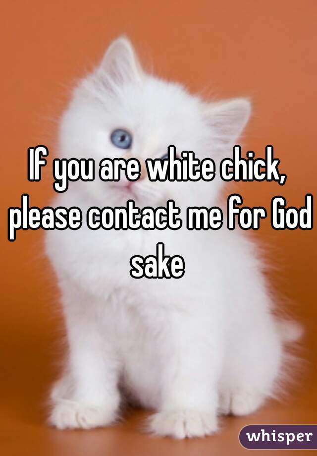 If you are white chick, please contact me for God sake 