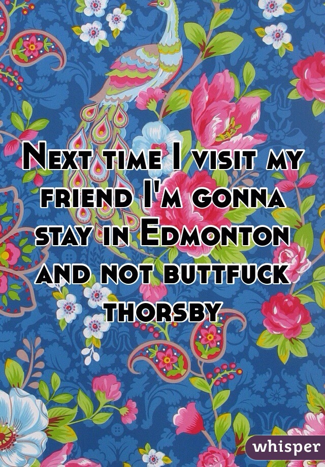 Next time I visit my friend I'm gonna stay in Edmonton and not buttfuck thorsby 
