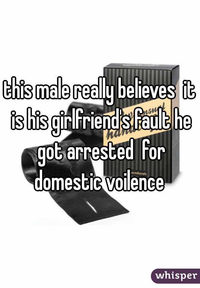 this male really believes  it is his girlfriend's fault he got arrested  for domestic voilence 