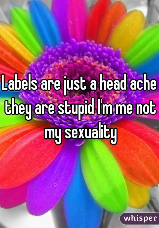 Labels are just a head ache they are stupid I'm me not my sexuality