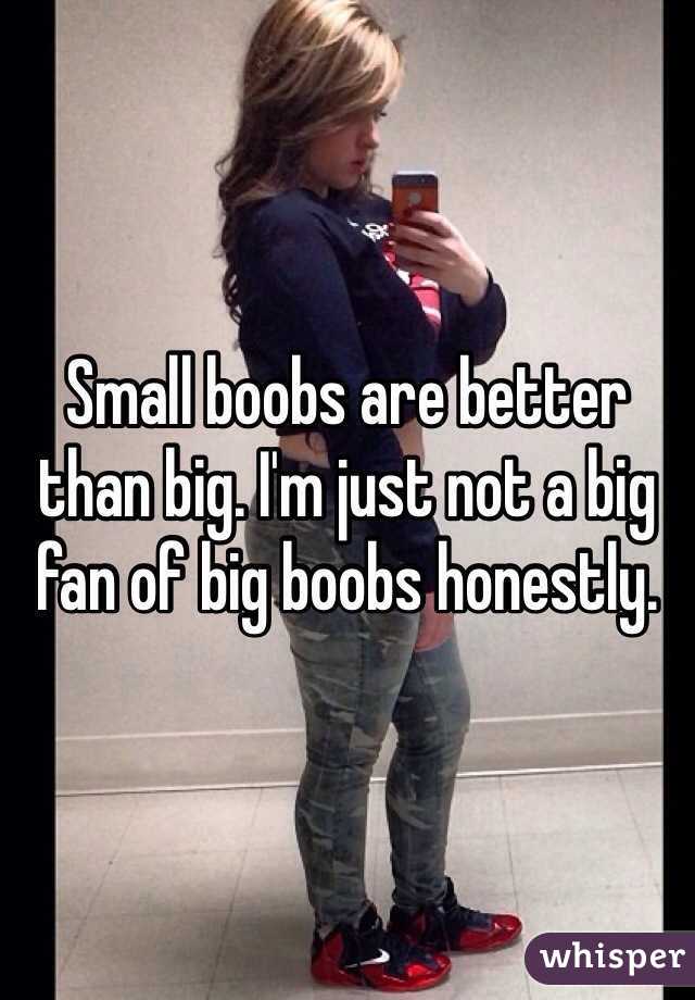 Small boobs are better than big. I'm just not a big fan of big boobs honestly.