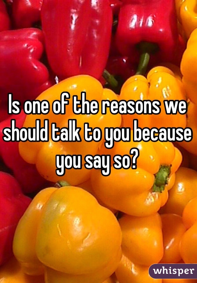 Is one of the reasons we should talk to you because you say so?
