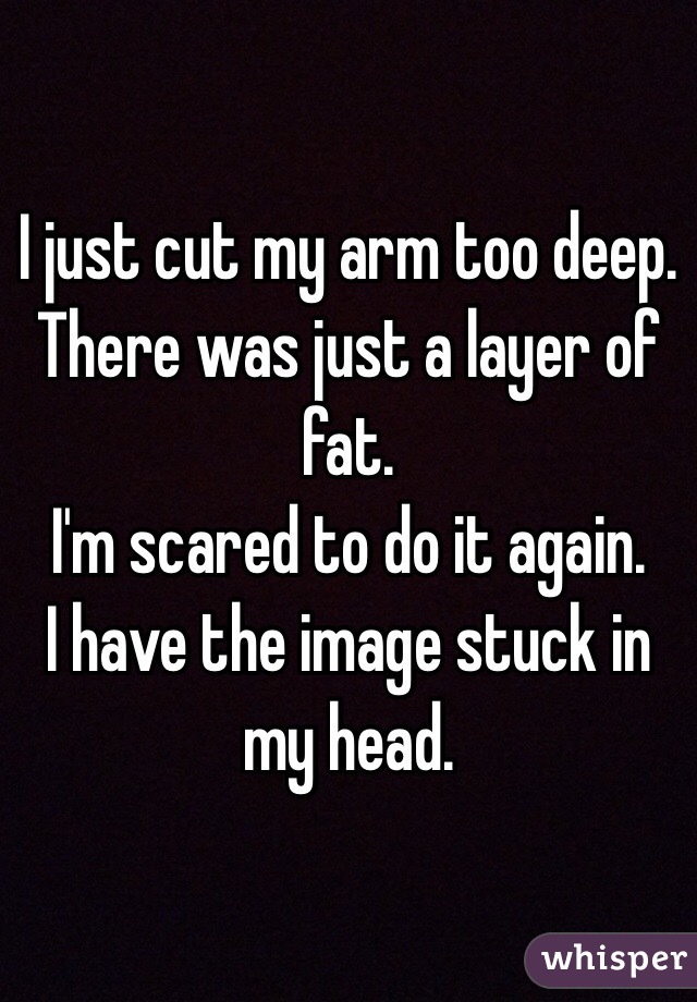 I just cut my arm too deep.
There was just a layer of fat.
I'm scared to do it again.
I have the image stuck in my head.