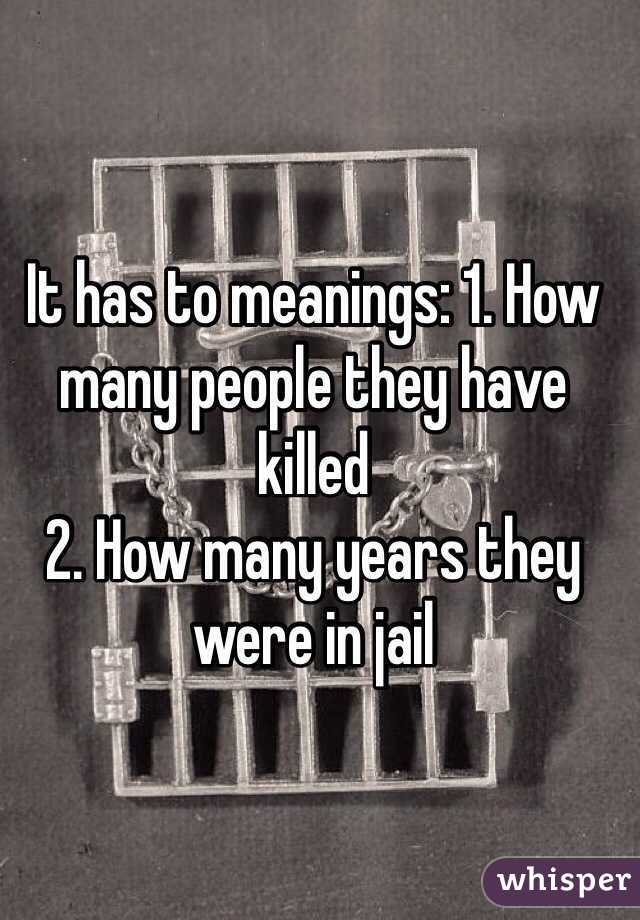 It has to meanings: 1. How many people they have killed 
2. How many years they were in jail 