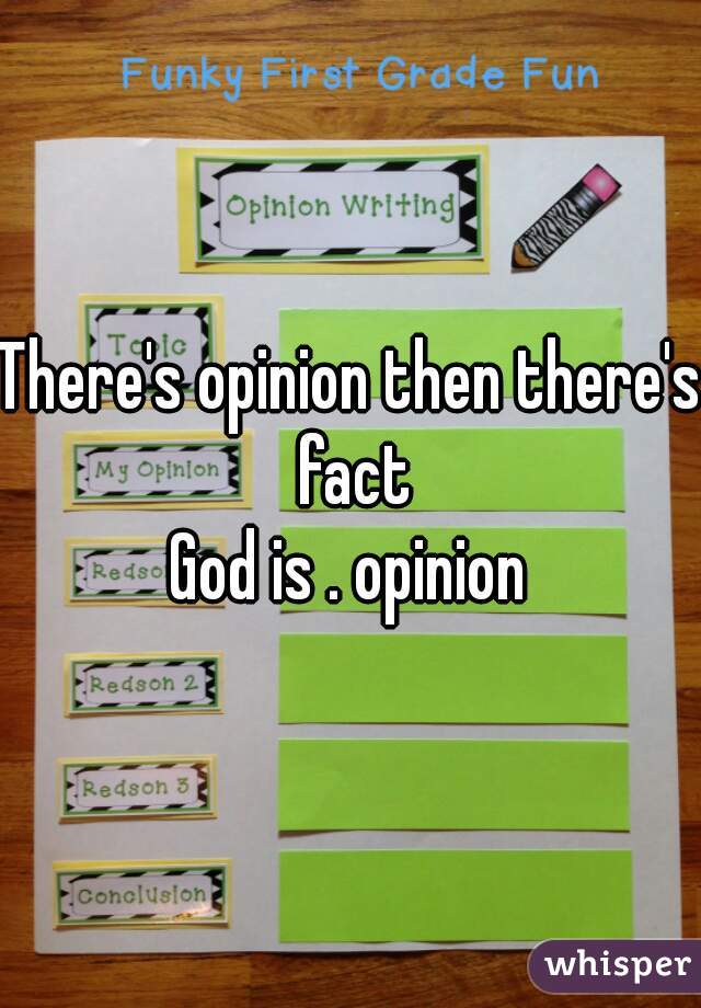 There's opinion then there's fact
God is . opinion