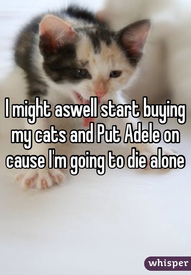 I might aswell start buying my cats and Put Adele on cause I'm going to die alone 
