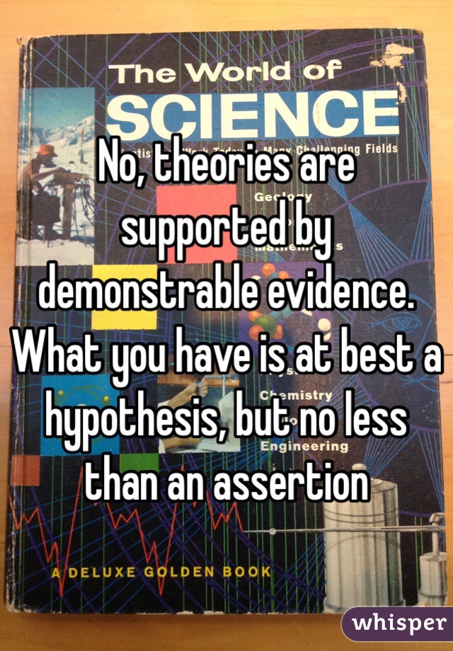 No, theories are supported by demonstrable evidence. What you have is at best a hypothesis, but no less than an assertion 