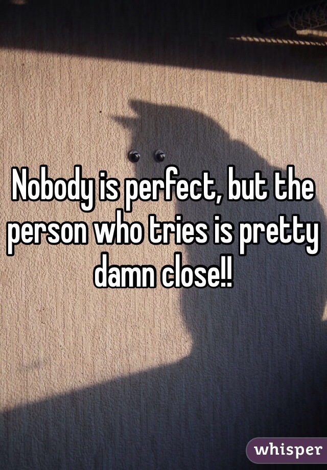 Nobody is perfect, but the person who tries is pretty damn close!!