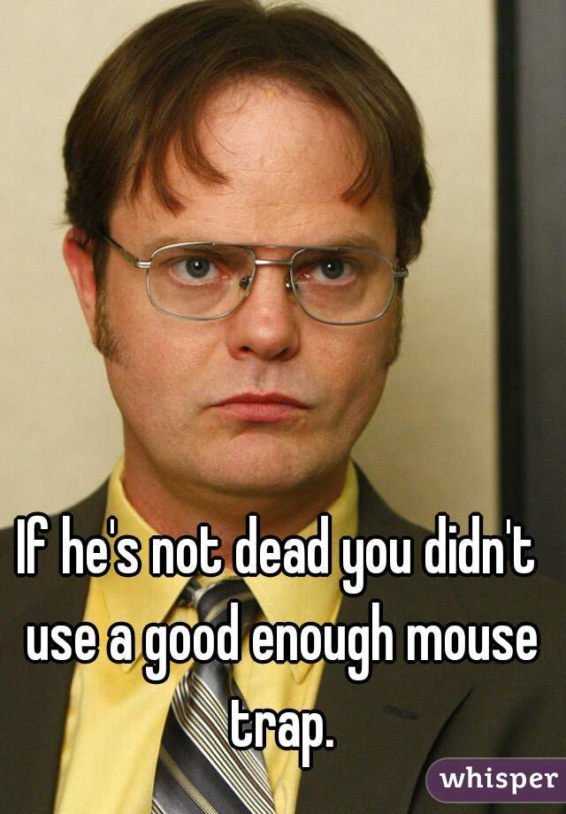 If he's not dead you didn't use a good enough mouse trap.