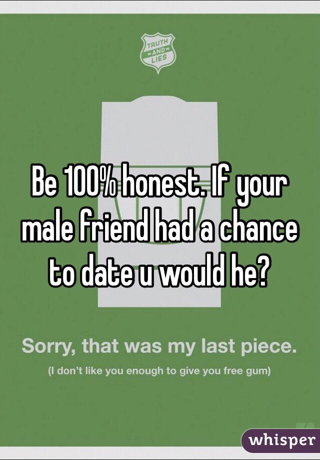 Be 100% honest. If your male friend had a chance to date u would he?