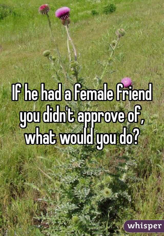 If he had a female friend you didn't approve of, what would you do? 