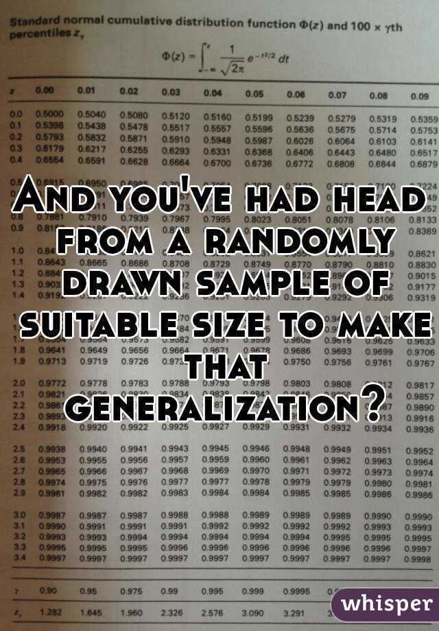 And you've had head from a randomly drawn sample of suitable size to make that generalization?
