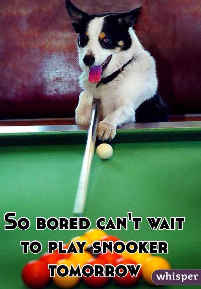 So bored can't wait to play snooker tomorrow 