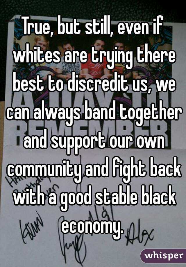 True, but still, even if whites are trying there best to discredit us, we can always band together and support our own community and fight back with a good stable black economy. 