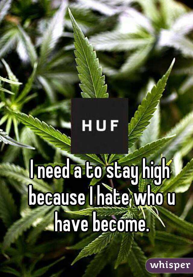 I need a to stay high because I hate who u have become.