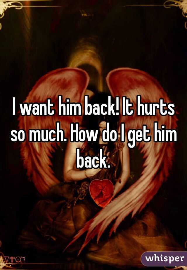 I want him back! It hurts so much. How do I get him back. 