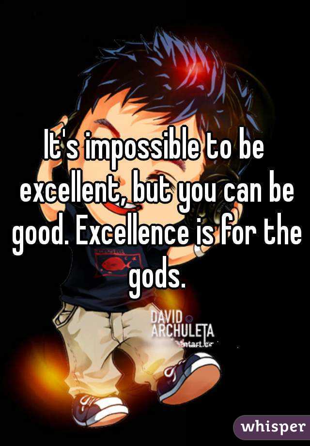 It's impossible to be excellent, but you can be good. Excellence is for the gods.