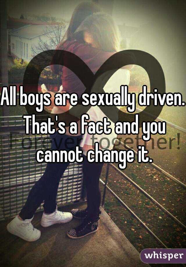 All boys are sexually driven. That's a fact and you cannot change it.