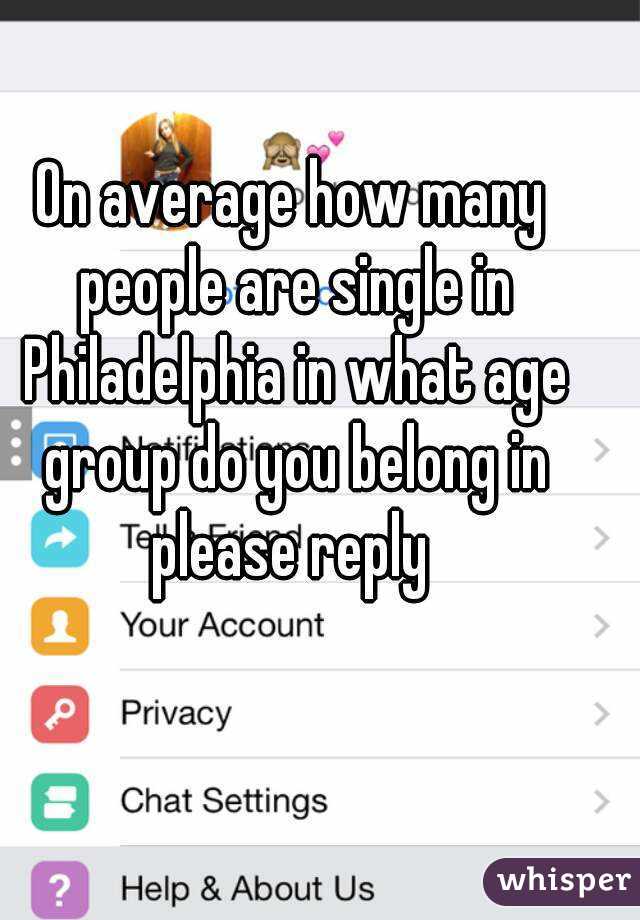 On average how many people are single in Philadelphia in what age group do you belong in please reply 