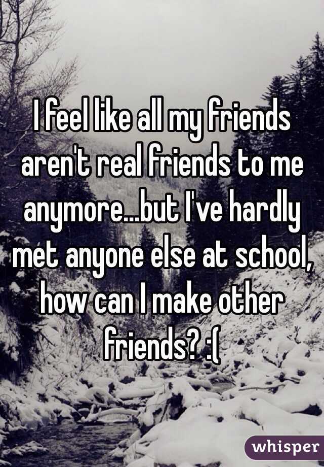 I feel like all my friends aren't real friends to me anymore...but I've hardly met anyone else at school, how can I make other friends? :(