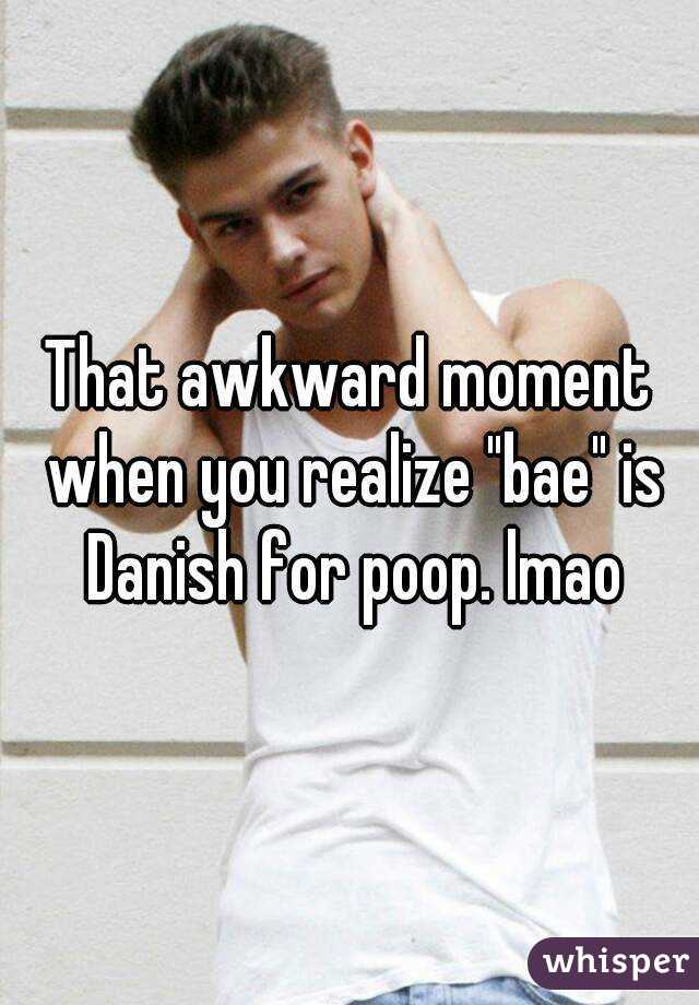 That awkward moment when you realize "bae" is Danish for poop. lmao