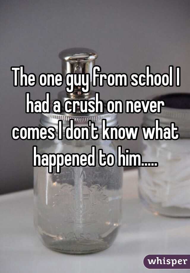 The one guy from school I had a crush on never comes I don't know what happened to him.....