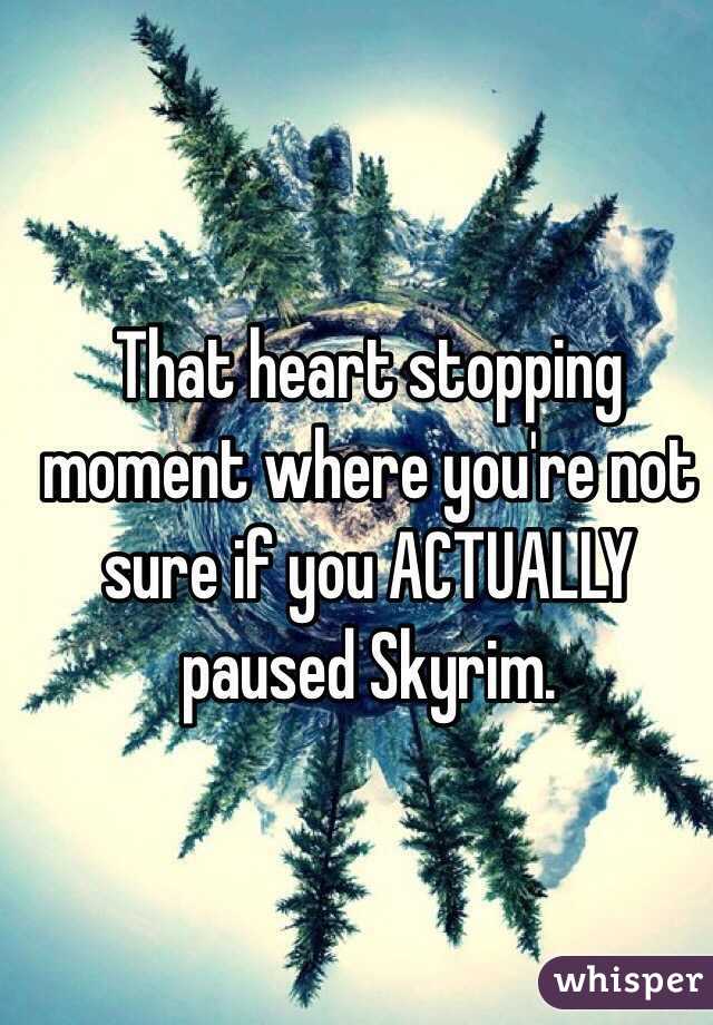 That heart stopping moment where you're not sure if you ACTUALLY paused Skyrim.