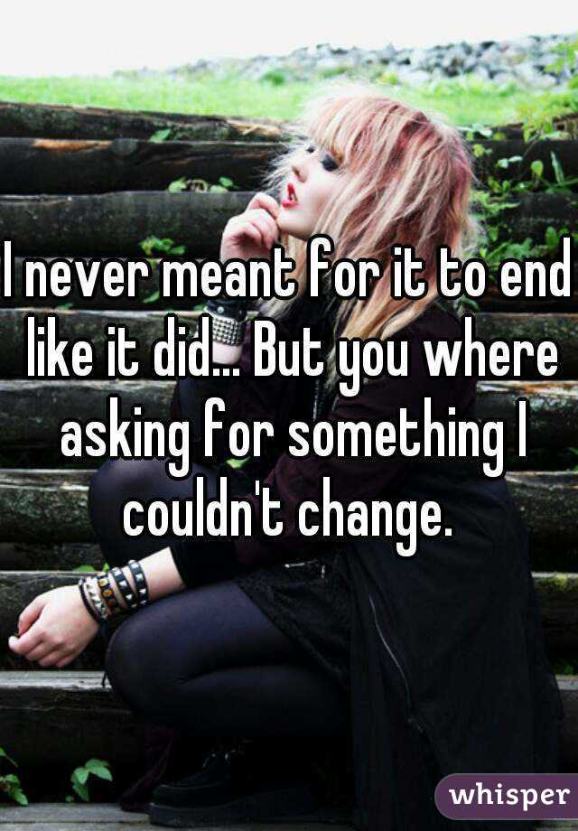 I never meant for it to end like it did... But you where asking for something I couldn't change. 