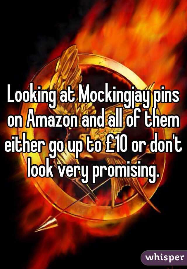 Looking at Mockingjay pins on Amazon and all of them either go up to £10 or don't look very promising.