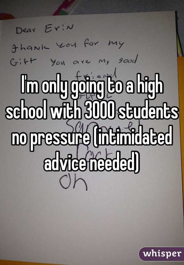 I'm only going to a high school with 3000 students no pressure (intimidated advice needed)