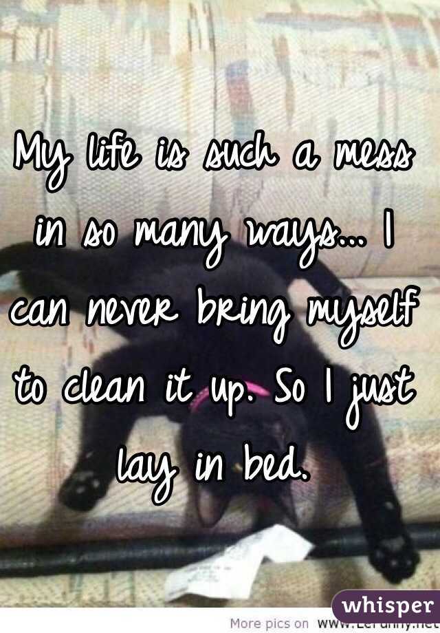 My life is such a mess in so many ways... I can never bring myself to clean it up. So I just lay in bed.