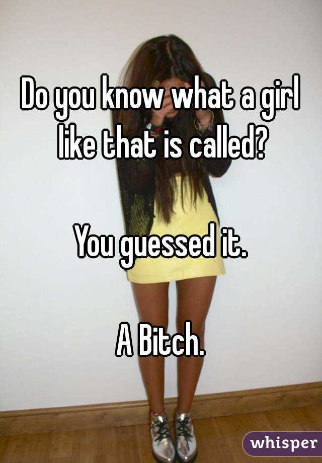 Do you know what a girl like that is called?

You guessed it.

A Bitch.