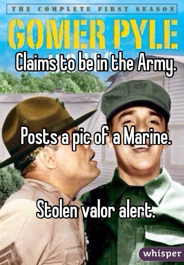 Claims to be in the Army. 


Posts a pic of a Marine. 


Stolen valor alert. 