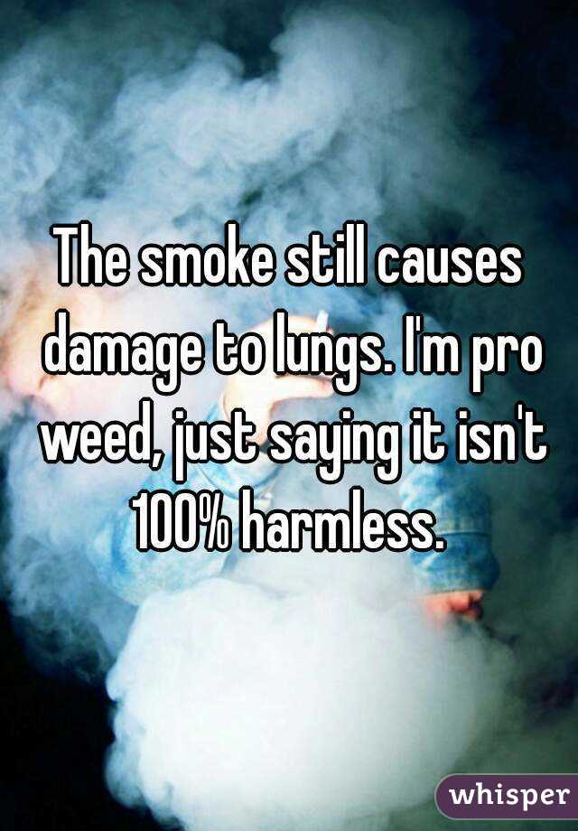 The smoke still causes damage to lungs. I'm pro weed, just saying it isn't 100% harmless. 