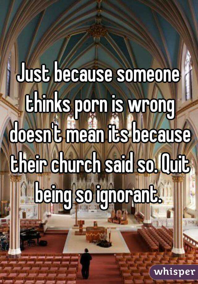 Just because someone thinks porn is wrong doesn't mean its because their church said so. Quit being so ignorant. 