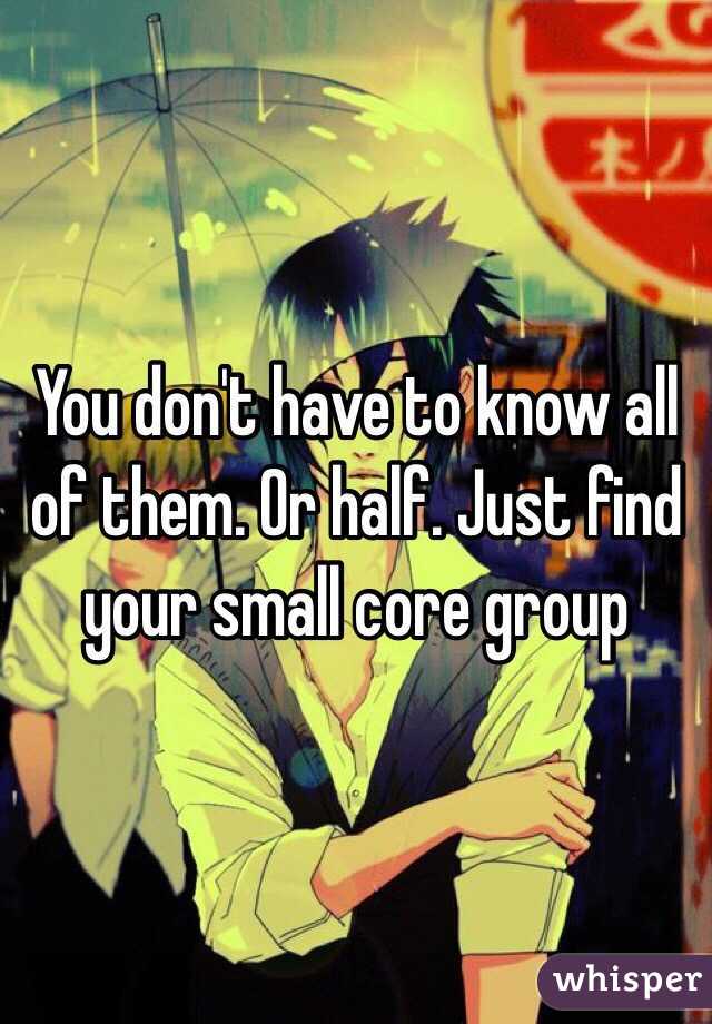 You don't have to know all of them. Or half. Just find your small core group