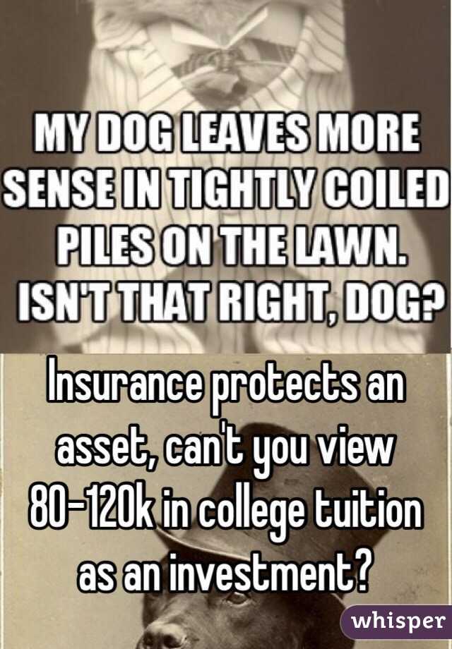 Insurance protects an asset, can't you view 80-120k in college tuition as an investment?