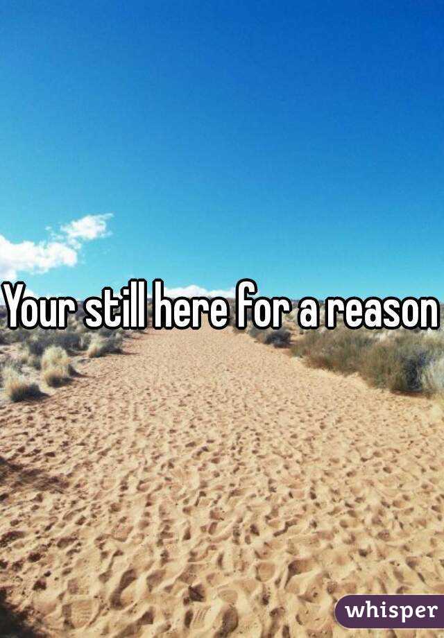 Your still here for a reason