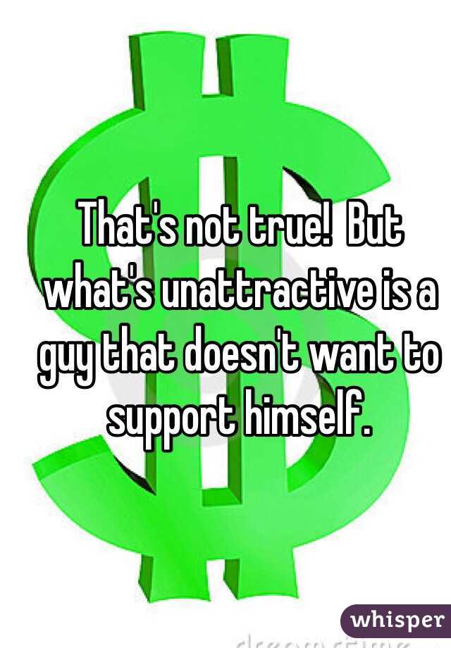 That's not true!  But what's unattractive is a guy that doesn't want to support himself.