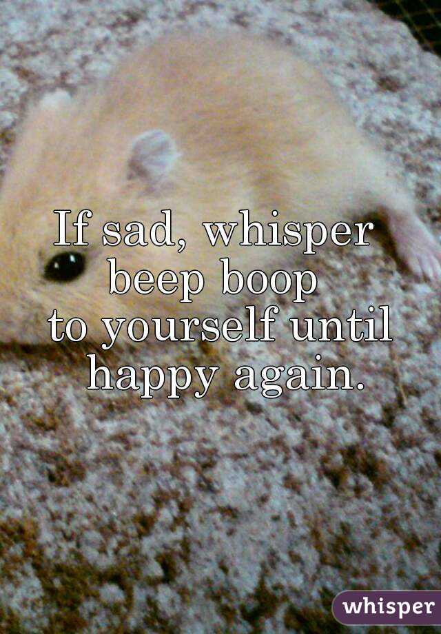 If sad, whisper 
beep boop 
to yourself until happy again.