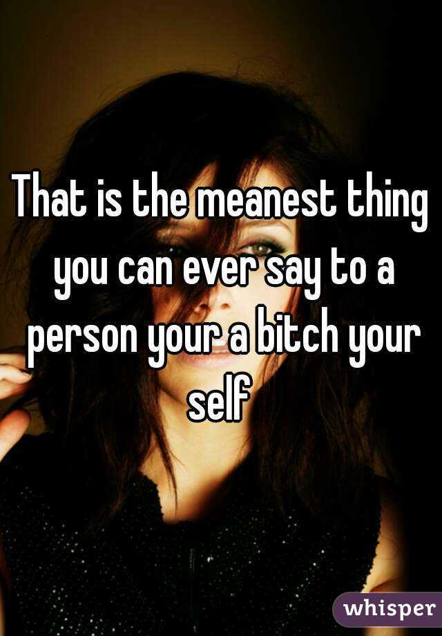 That is the meanest thing you can ever say to a person your a bitch your self 