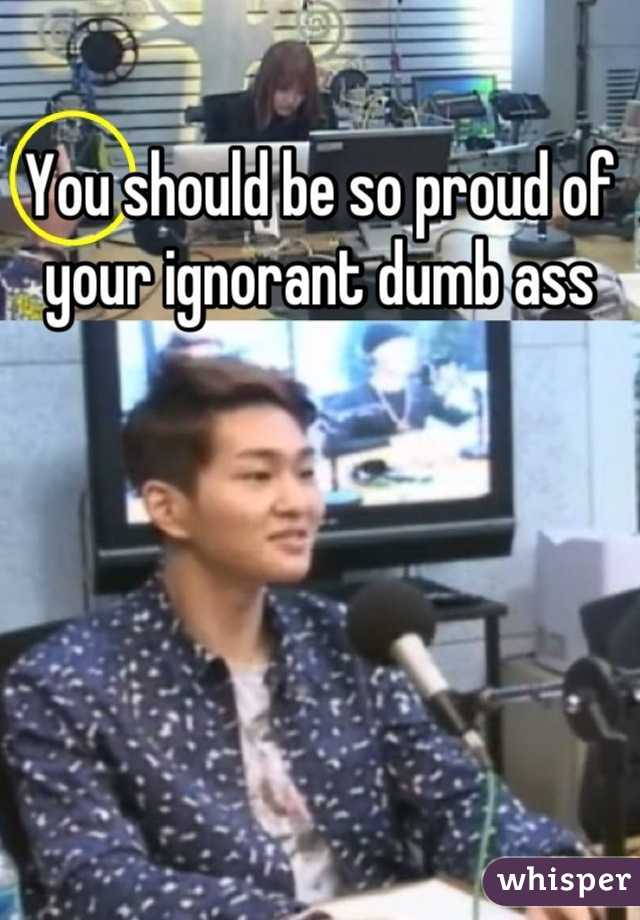 You should be so proud of your ignorant dumb ass