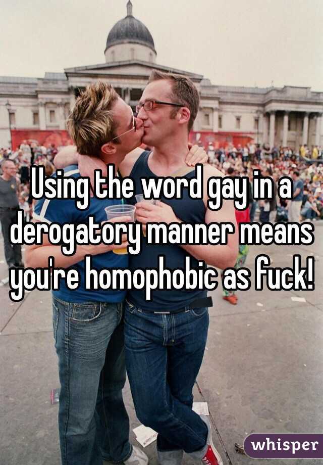 Using the word gay in a derogatory manner means you're homophobic as fuck!